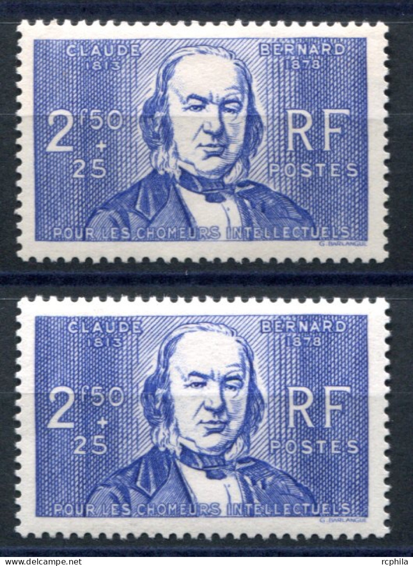 RC 27323 FRANCE COTE 26,50€ N° 464 + 464a CLAUDE BERNARD + VARIÉTÉ PAPIER CARTON NEUF ** MNH TB - Unused Stamps