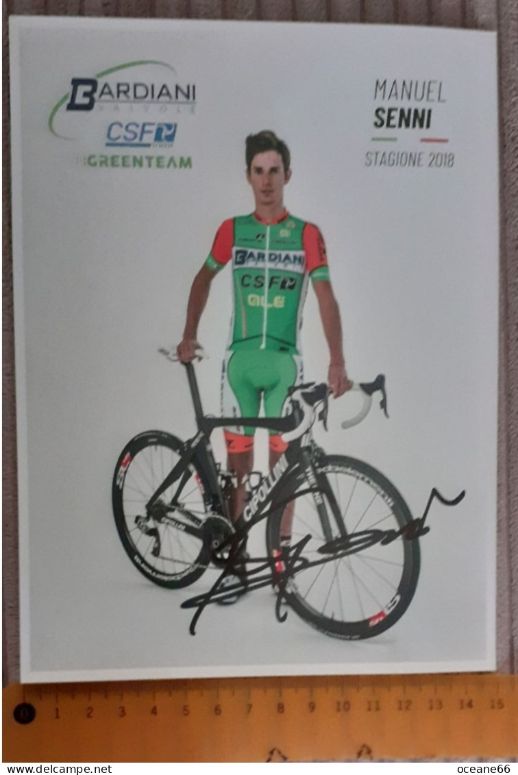 Autographe Manue Senni Bardiani CSF 2018 Format 15 X 20 Cm - Cyclisme