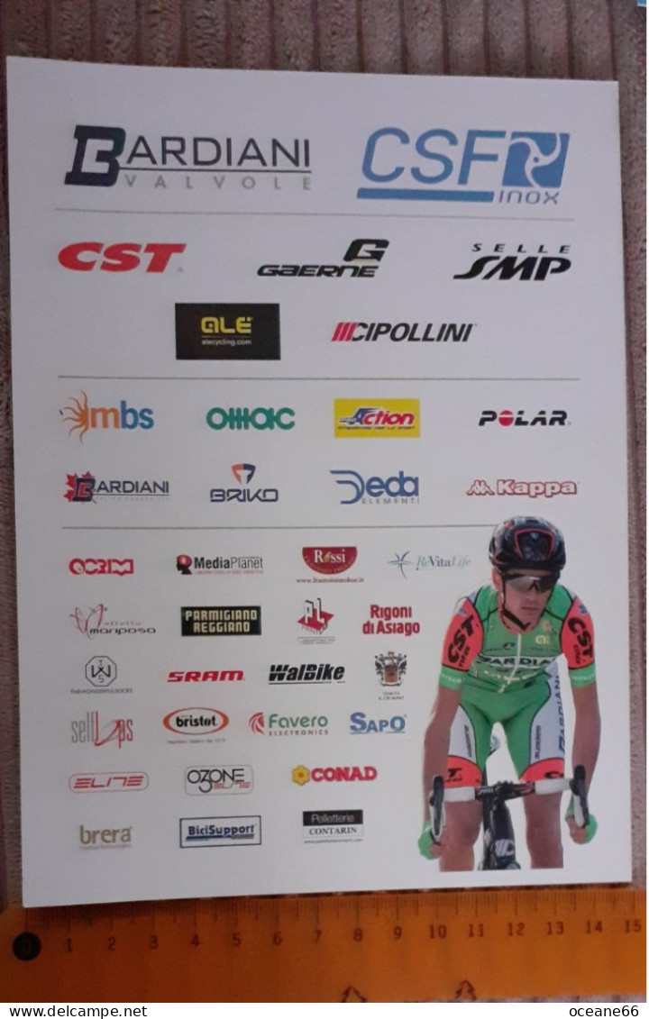 Autographe Manue Senni Bardiani CSF 2018 Format 15 X 20 Cm - Cyclisme