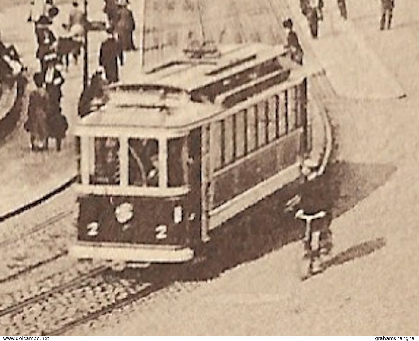 7 postcards lot European cities street scenes traffic trams cars buses horse drawn vehicles early 20th century