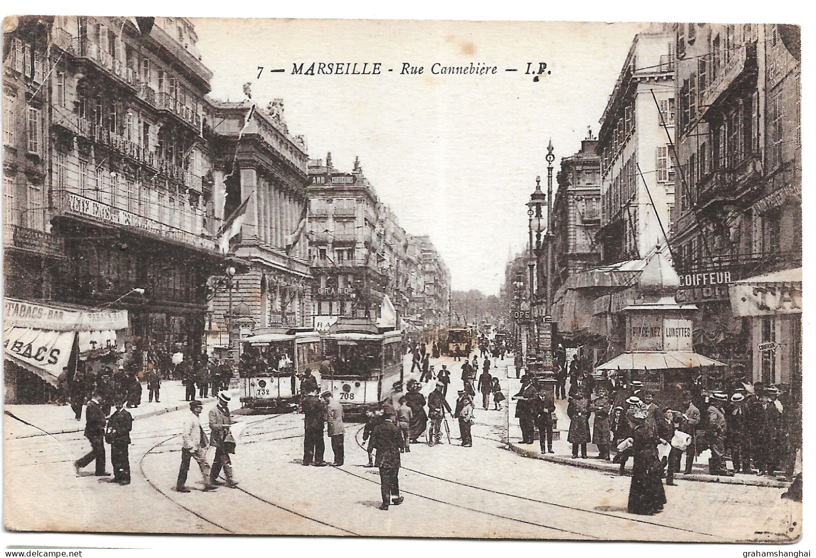 7 postcards lot European cities street scenes traffic trams cars buses horse drawn vehicles early 20th century