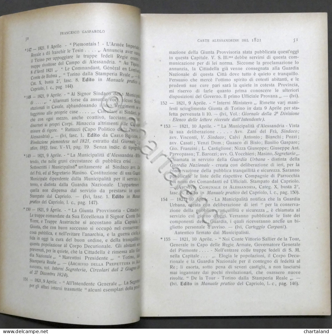 F. Gasparolo - Carte Alessandrine Del 1821 - Ed. 1919 / 1921 - Sonstige & Ohne Zuordnung