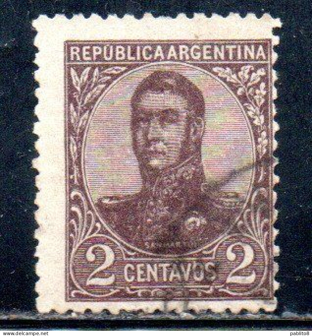 ARGENTINA 1908 1909 JOSE DE SAN MARTIN 2c USED USADO OBLITERE' - Used Stamps