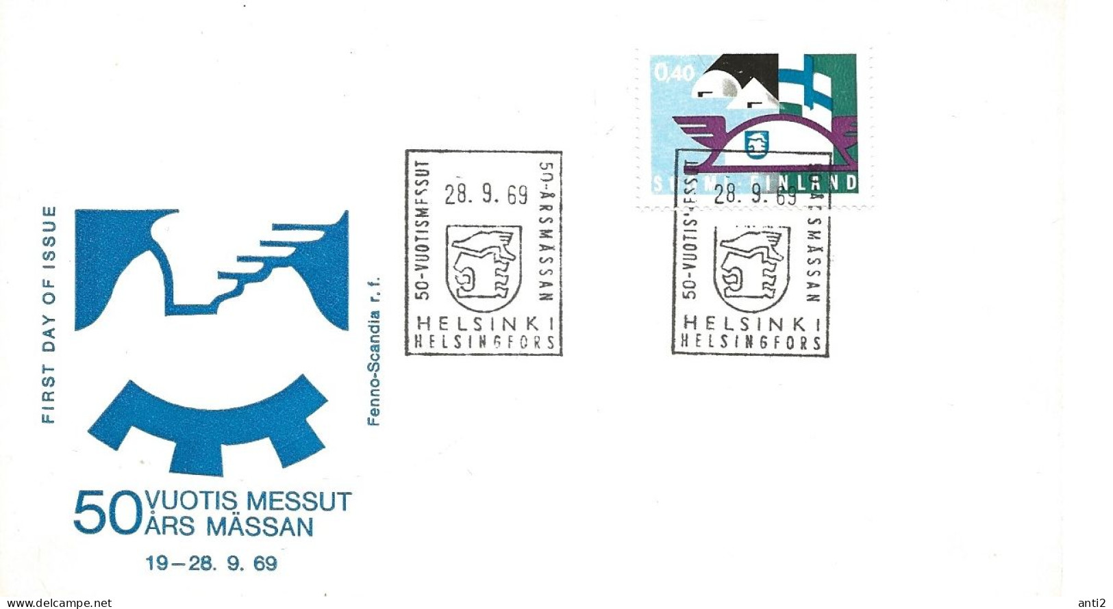 Finland   1969 50th Anniversary Of The Finnish Exhibition Company., Finnish Flag And Trade Fair Emblem  MI 662  FDC - Cartas & Documentos