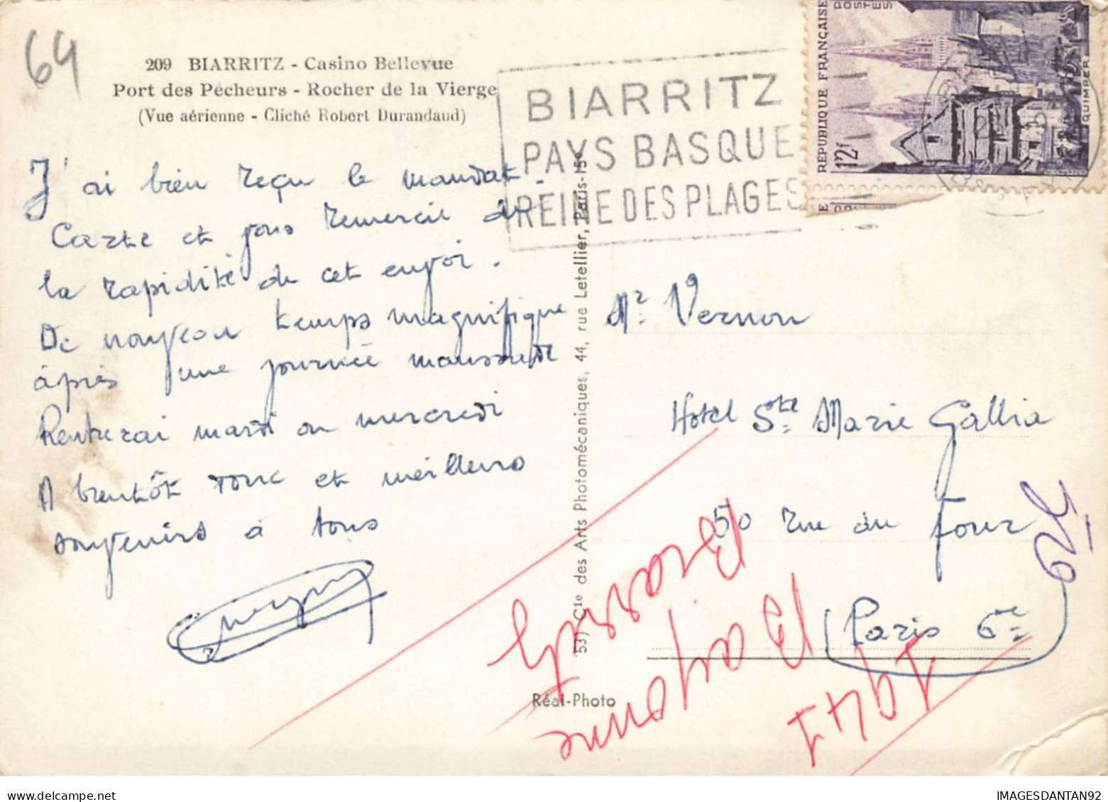 64 BIARRITZ AJ#MK472 CASINO BELLEVUE PORT DES PECHEURS ROCHER DE LA VIERGE VUE AERIENNE - Biarritz