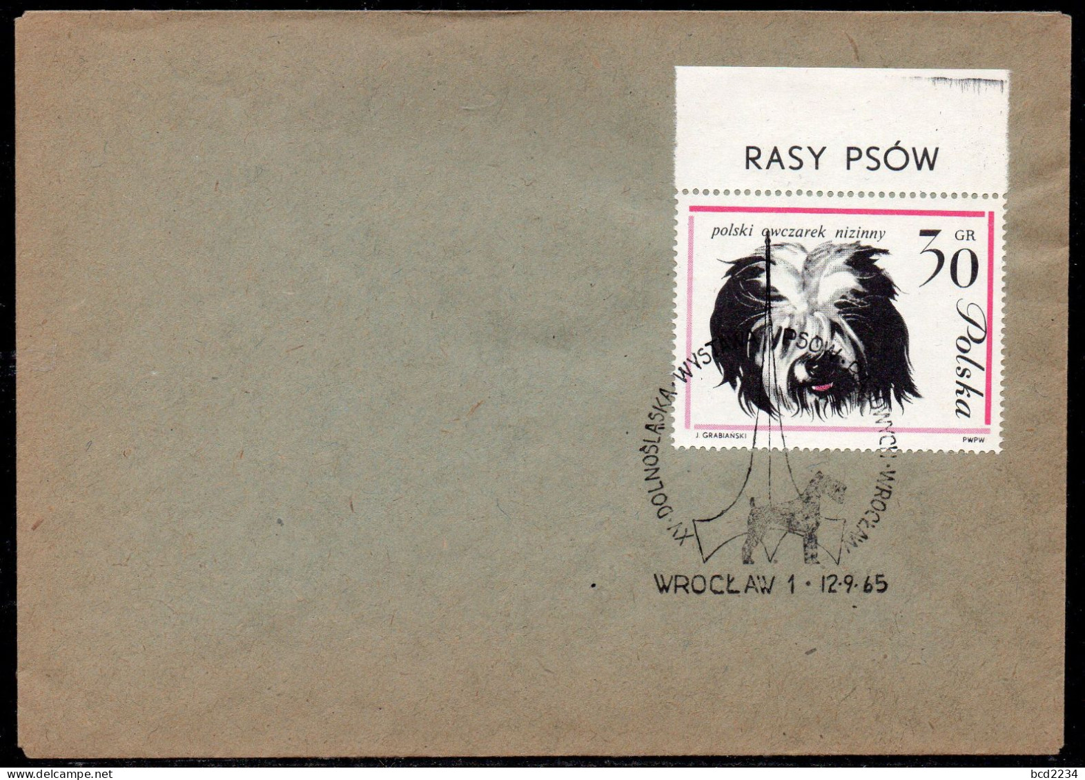 POLAND 1965 XV LOWER SILESIA PEDIGREE DOG SHOW WROCLAW DOGS CANCEL ON COVER TERRIER - Dogs