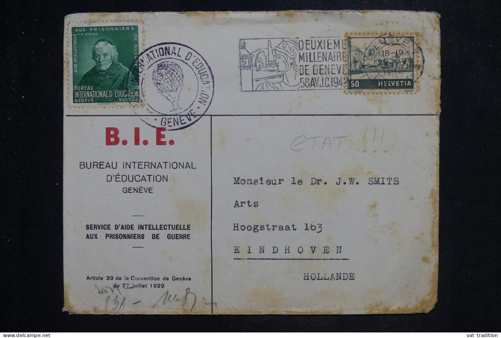 SUISSE - Enveloppe Du BIE Pour Les Pays Bas En 1842 Avec Contrôle Postal Allemand - L 151066 - Postmark Collection