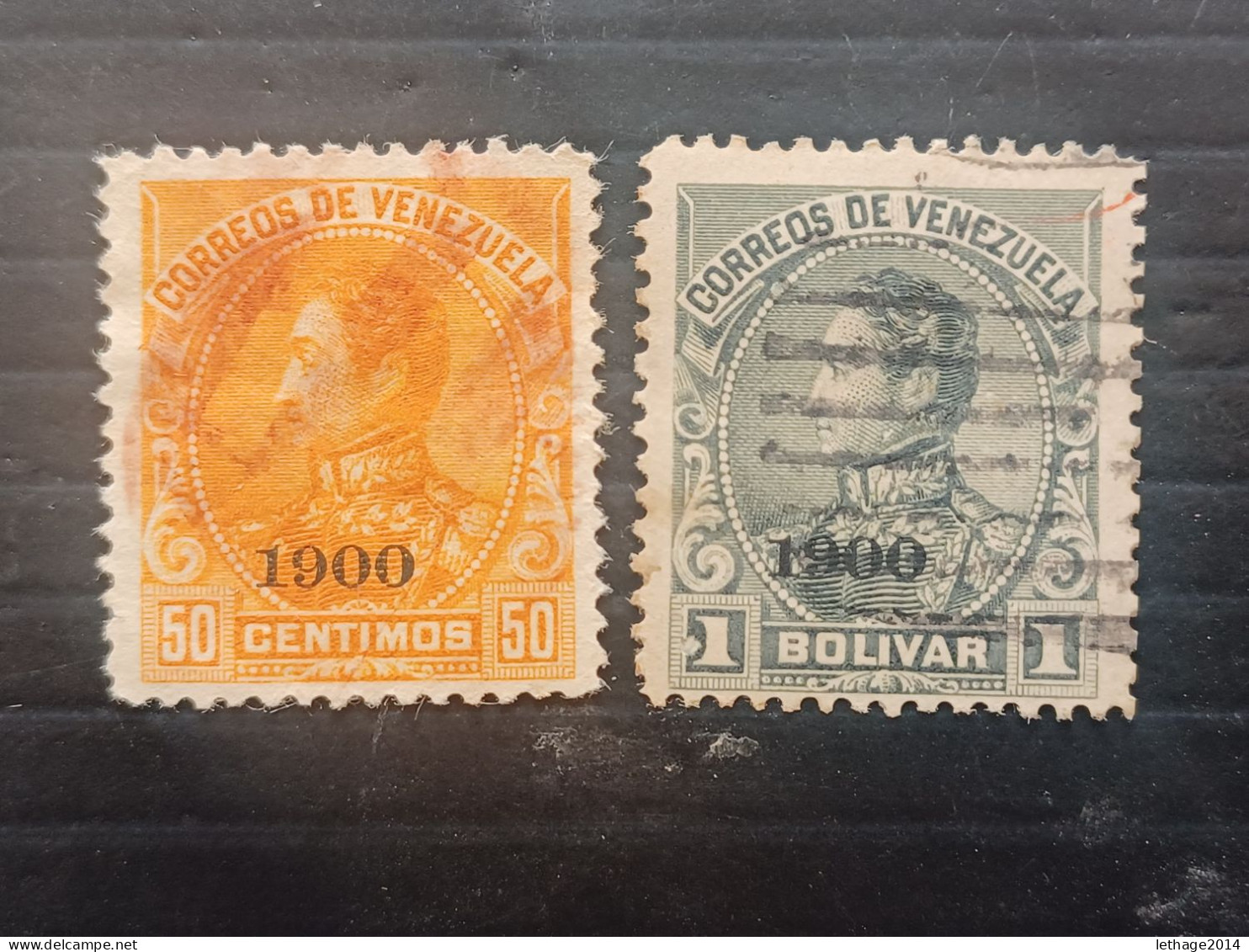 VENEZUELA 1900 SIMON BOLIVAR SCOTT N 159-160 OVERPRINT 1900 - Venezuela