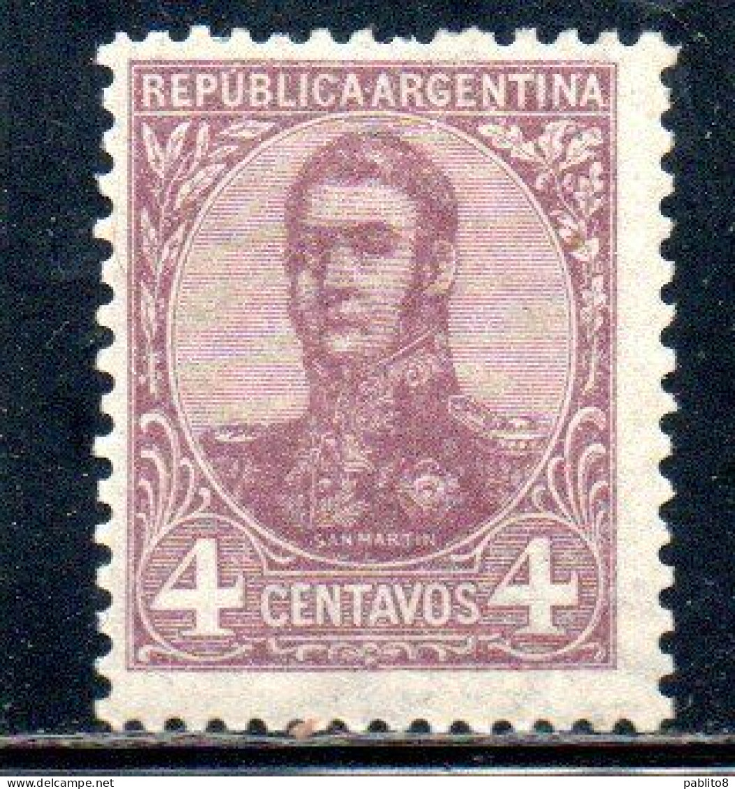 ARGENTINA 1908 1909 JOSE DE SAN MARTIN 4c MH - Ungebraucht