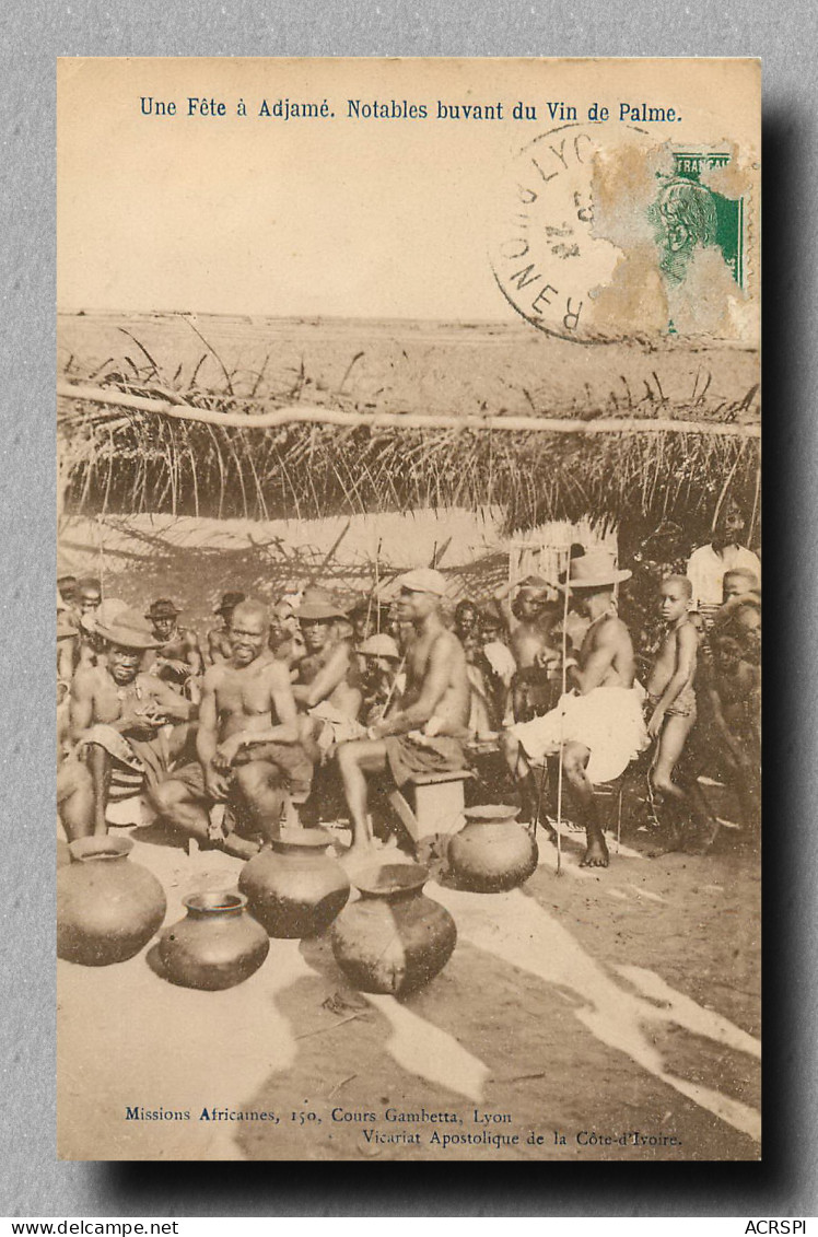 CÔTE-D'IVOIRE   Une Fête à Adjamé - Notables Buvant Du Vin De Palme      (scan Recto-verso) PFRCR00028 P - Côte-d'Ivoire