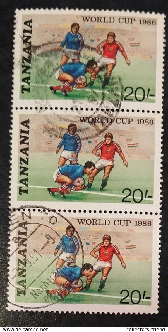 Tanzanie Tanzania - 1986 - FOOTBALL FUSSBALL SOCCER - Bloc Of 3 Stamps - Used - 1986 – Mexique