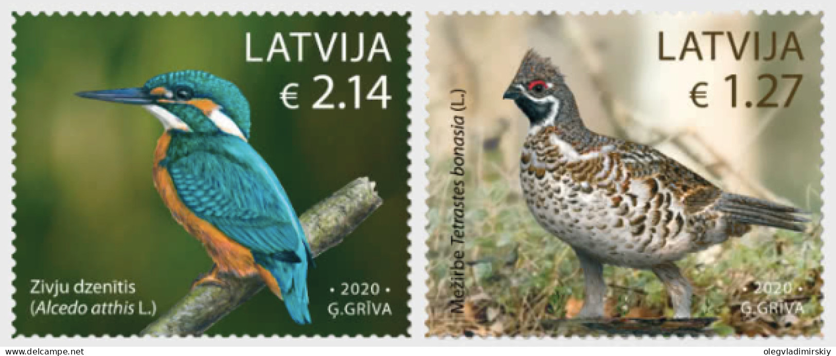 Latvia Lettland Lettonie 2020 Birds Set Of 2 Stamps MNH - Pájaros Cantores (Passeri)