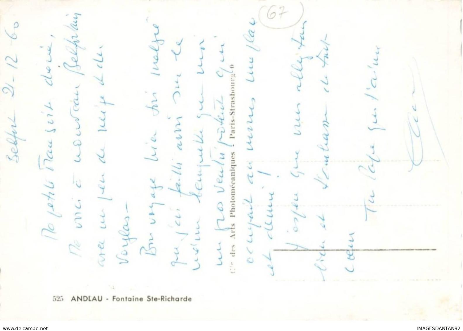 67 ANDLAU AM#DC843 LA FONTAINE STE RICHARDE DEVANT L AUBERGE UN COUPLE EN COSTUME REGIONAL - Andere & Zonder Classificatie