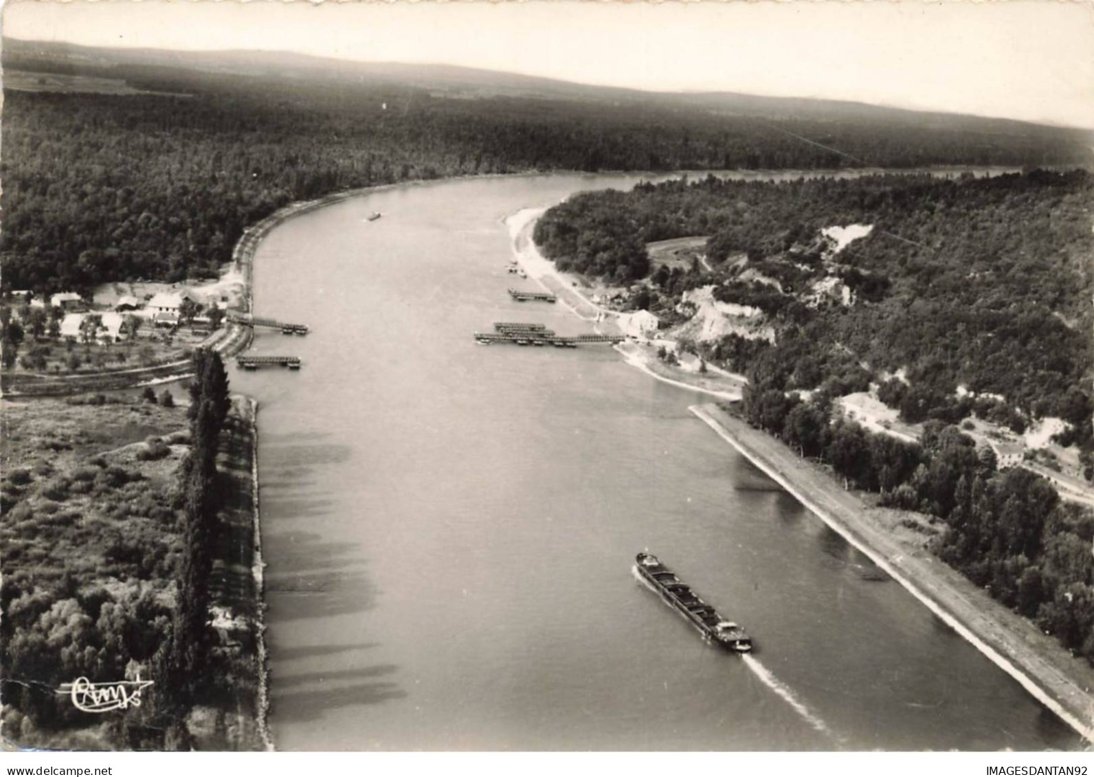 67 MARCKOLSHEIM AM#DC840 VUE AERIENNE UNE PENICHE REMONTANT LE FLEUVE LE RHIN - Andere & Zonder Classificatie