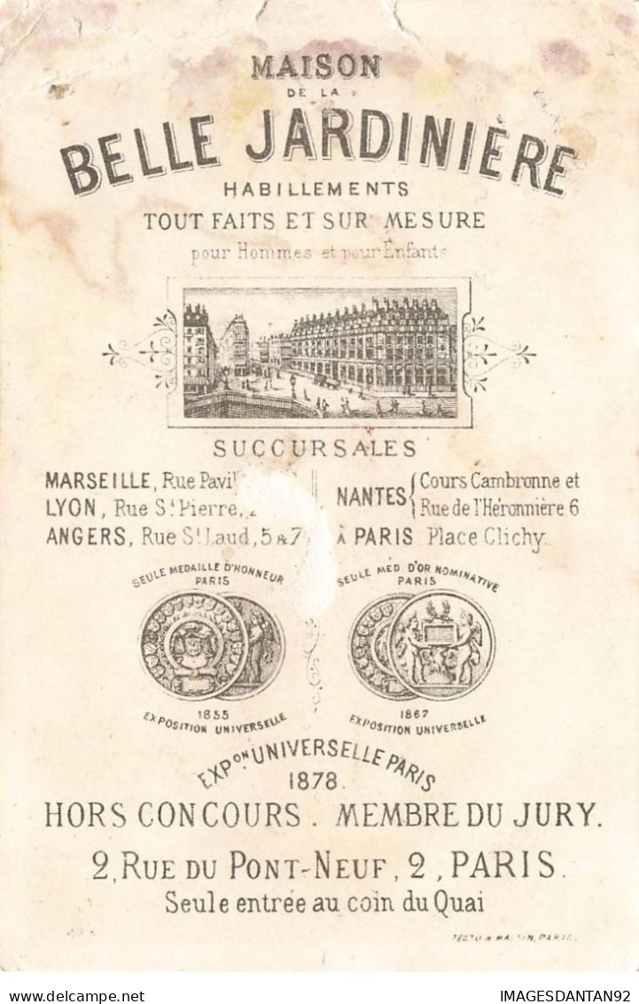 CHROMOS AO#AL000376  MAISON DE LA BELLE JARDINIERE HABILLEMENTS PARIS COUPLE HABILLER POUR L OPERA 1883 - Autres & Non Classés