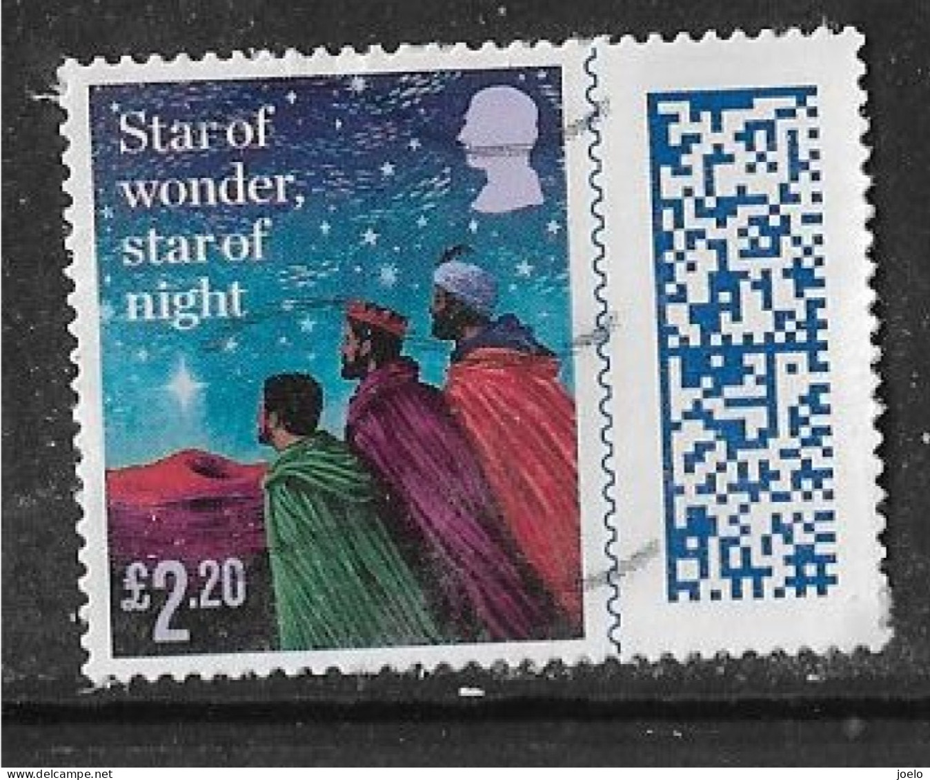 GB 2023 QE Ll CHRISTMAS BARCODE £2.20 - Used Stamps