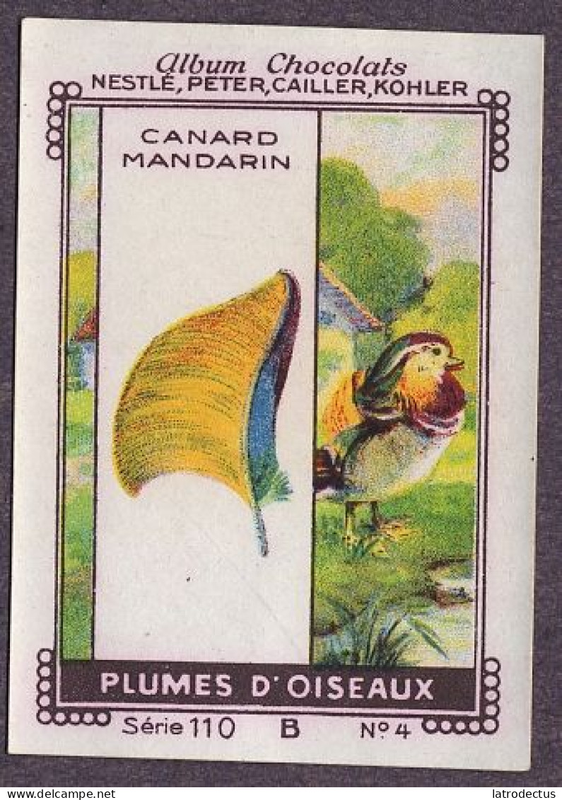 Nestlé - 110B - Plumes D'Oiseaux, Bird Feathers - 4 - Canard Mandarin - Nestlé