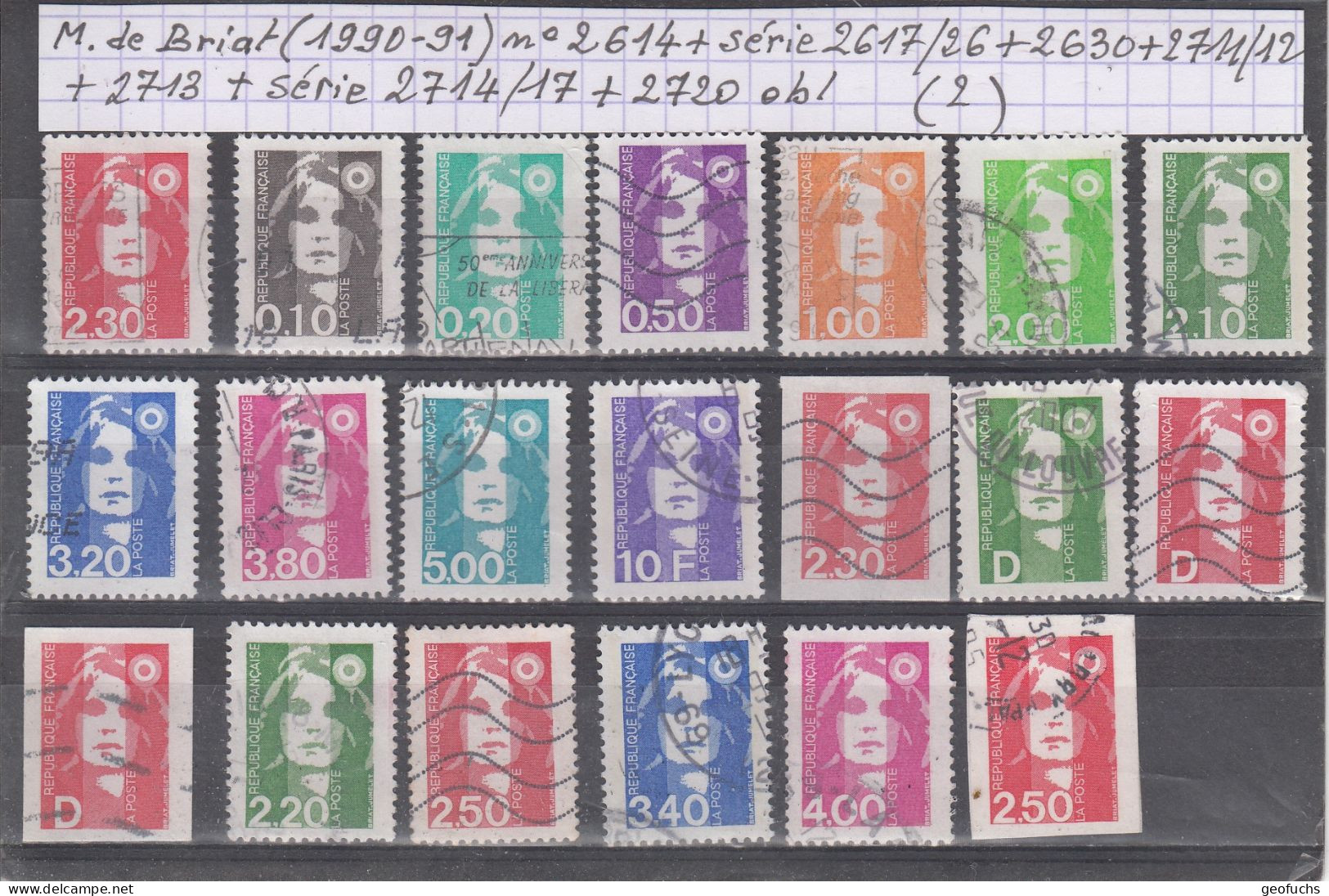 France Marianne De Briat (1990-91) N°2614+ Série 2617/26+ 2630+ 2711/12+ 2713+ Série 2714/17+ 2720 Oblitérés (lot 2) - 1989-1996 Bicentenial Marianne