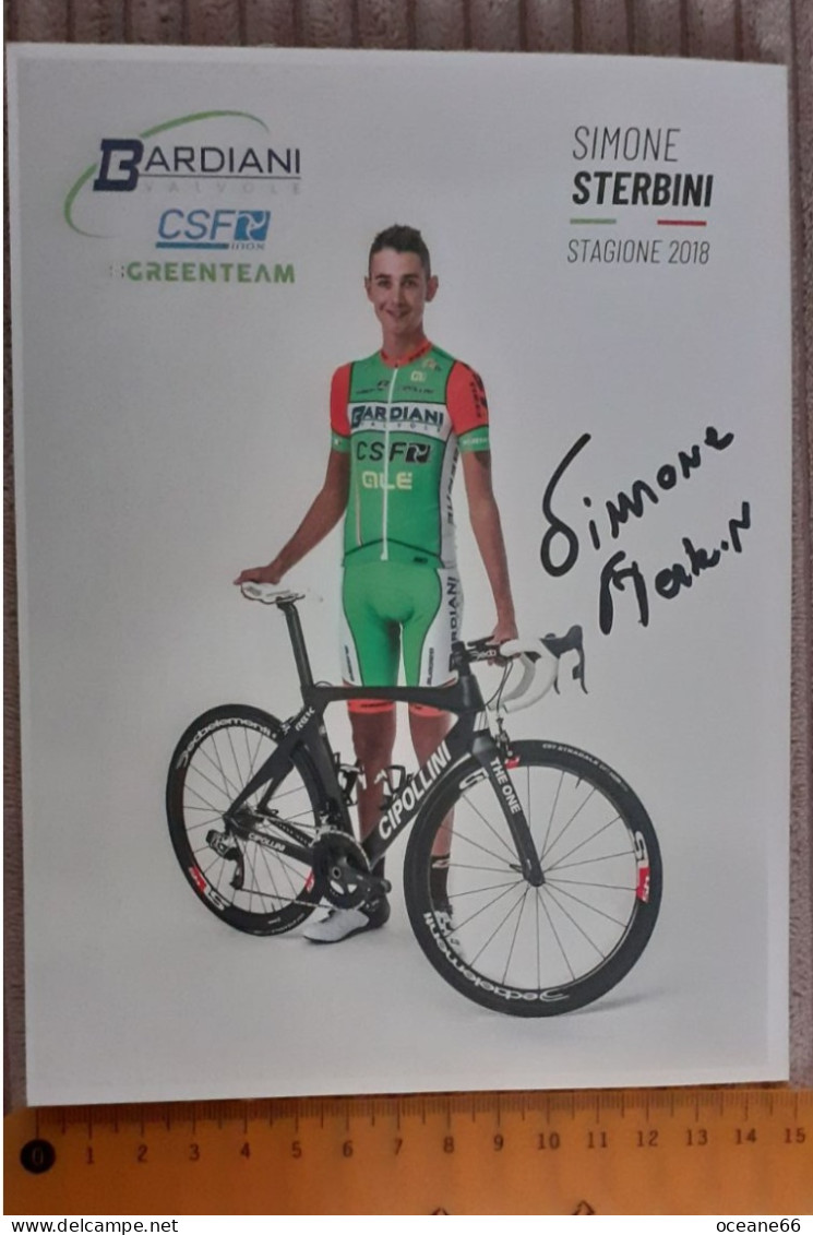 Autographe Simone Sterbini Bardiani CSF 2018 Format 15 X 20 Cm - Cyclisme