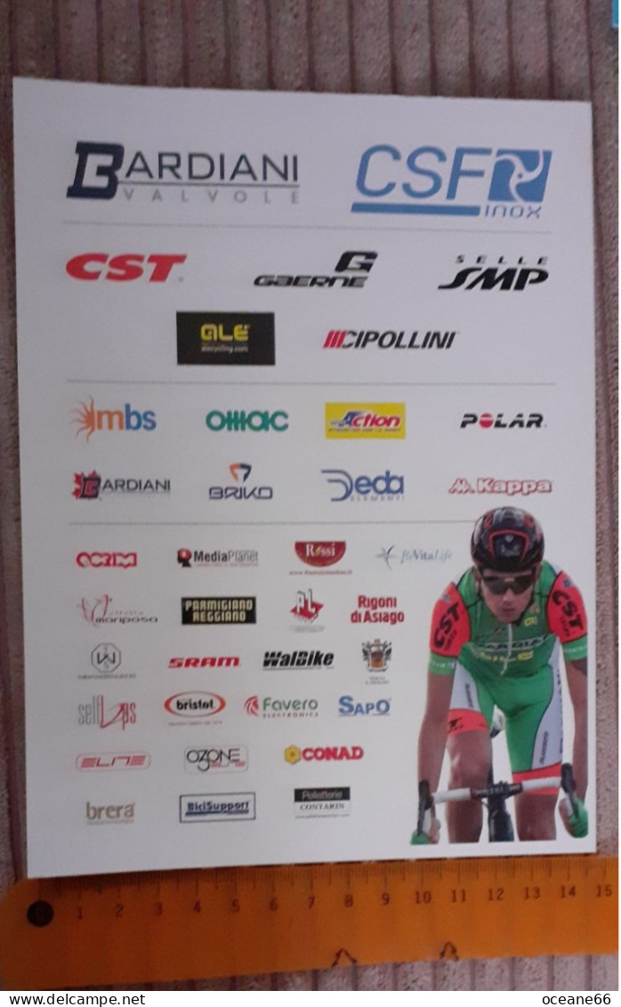 Autographe Simone Sterbini Bardiani CSF 2018 Format 15 X 20 Cm - Cyclisme