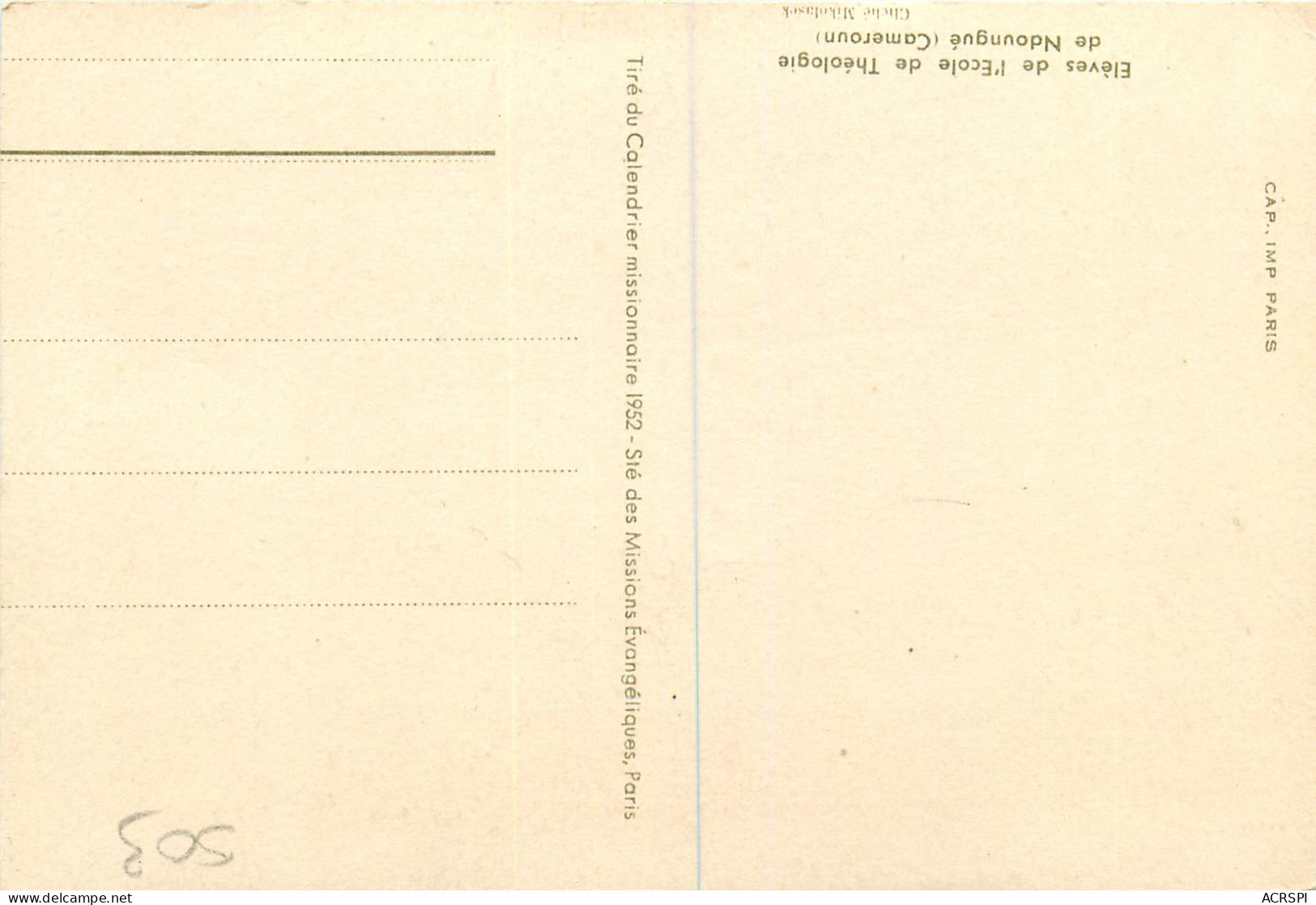 CAMEROUN - Elèves De L'Ecole De Théologie De Ndoungué - 1952  (scan Recto-verso) PFRCR00033P - Cameroun