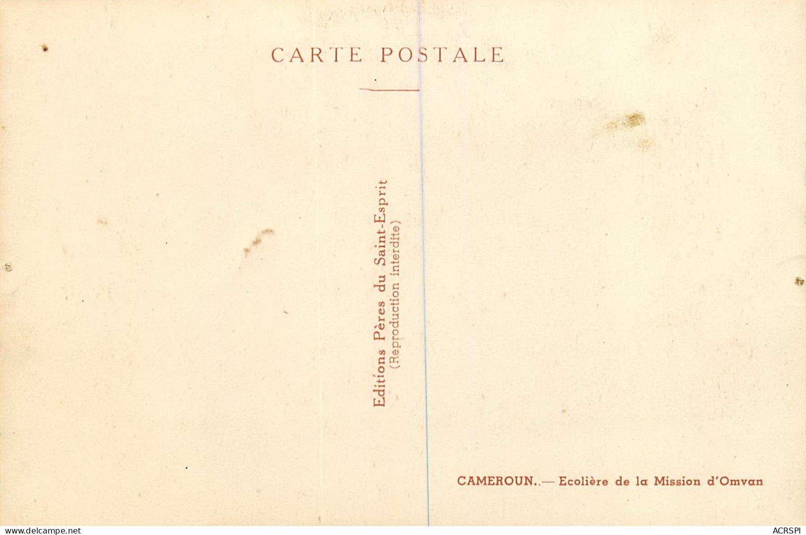CAMEROUN. ECOLIERE DE LA MISSION D'OMVAN  Ed Saint Esprit  (scan Recto-verso) PFRCR00033P - Cameroun