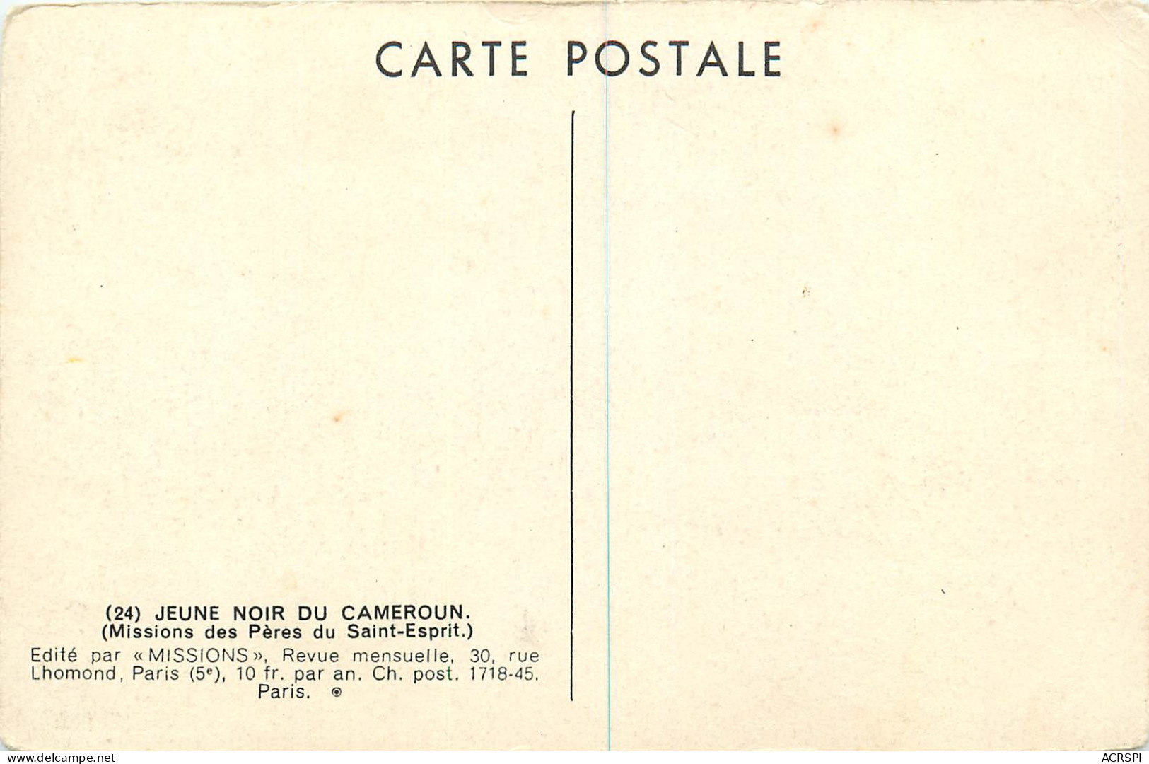 Cameroun  Jeune Noir Du Cameroun   (scan Recto-verso) PFRCR00034P - Cameroun