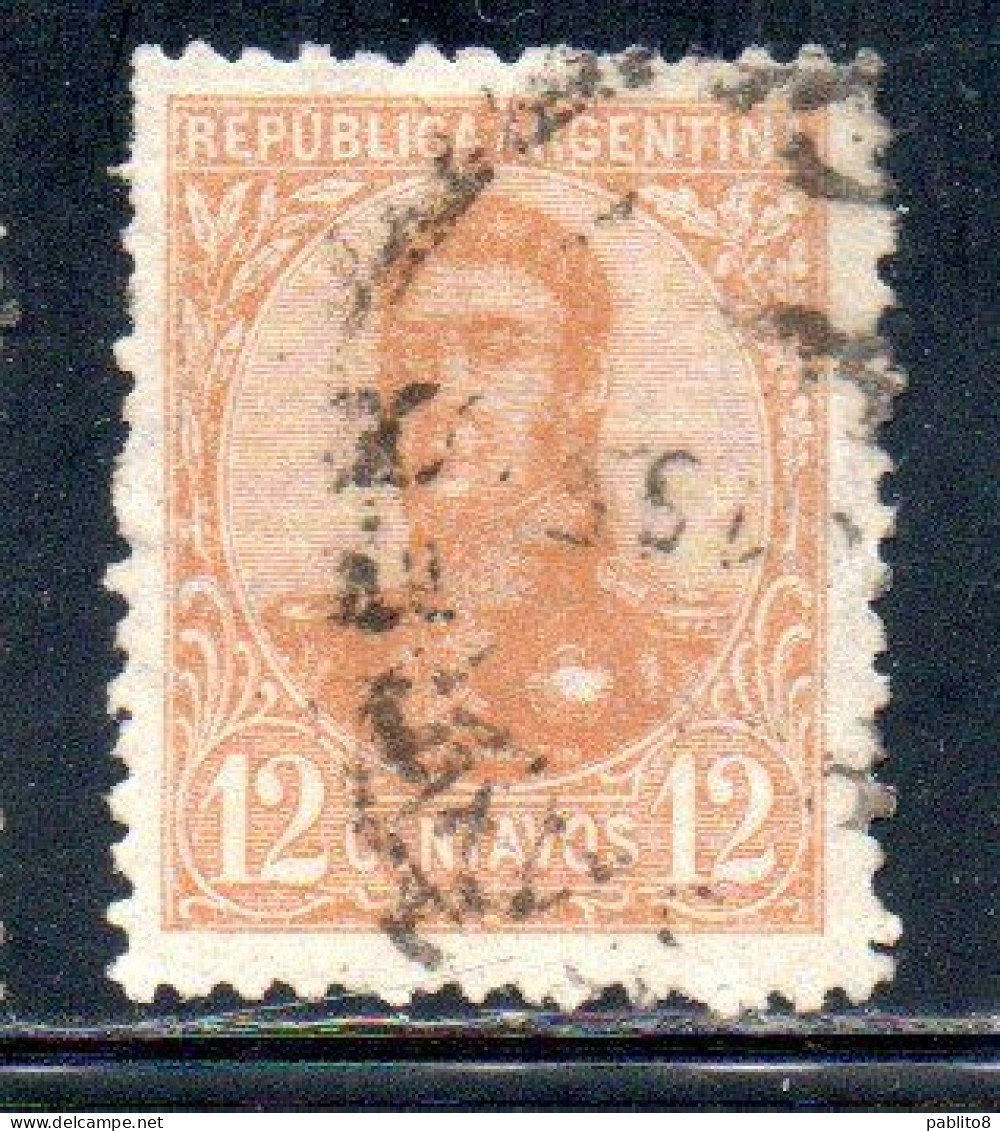 ARGENTINA 1908 1909 JOSE DE SAN MARTIN 12c USED USADO OBLITERE' - Oblitérés