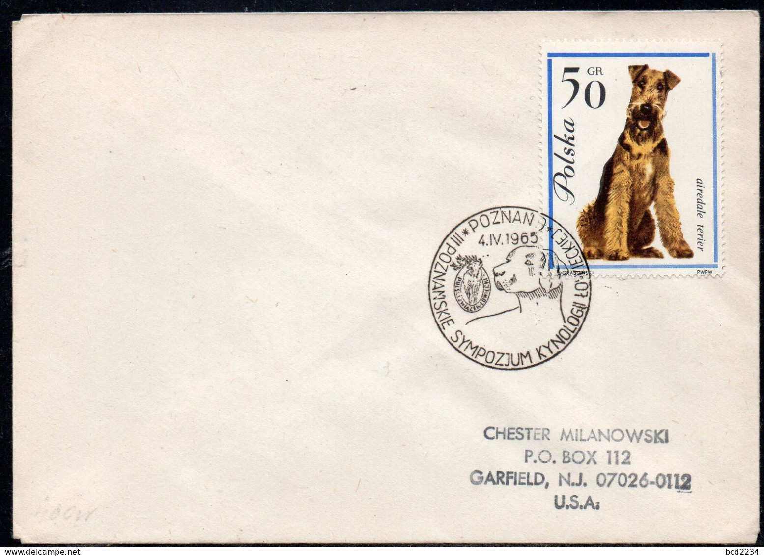 POLAND 1965 III ACADEMIC CYNOLOGY CONFERENCE POZNAN CANCEL ON COVER DOGS DOG - Perros