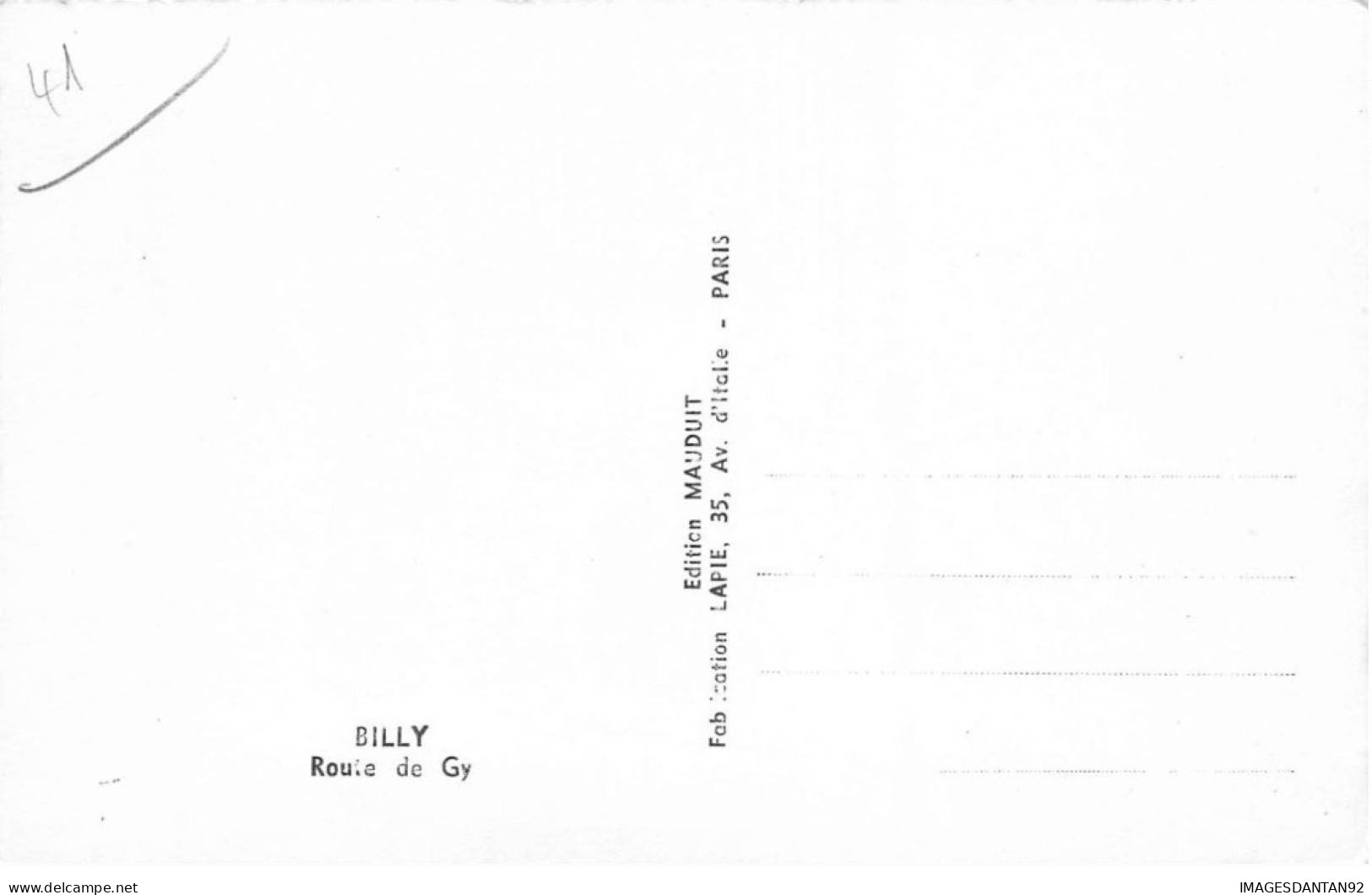 41 BILLY AP#DC546 LA ROUTE DE GY - Sonstige & Ohne Zuordnung