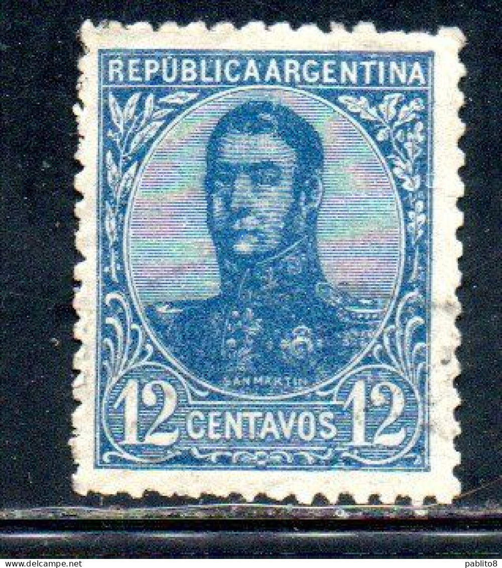 ARGENTINA 1908 1909 JOSE DE SAN MARTIN 12c USED USADO OBLITERE' - Gebruikt