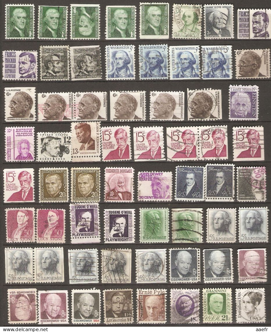 Etats-Unis - USA - 1965/2006 - Great Americans - Américains Célèbres - Petit Lot De 117 Avec Nuances Et Roulettes - Vrac (max 999 Timbres)