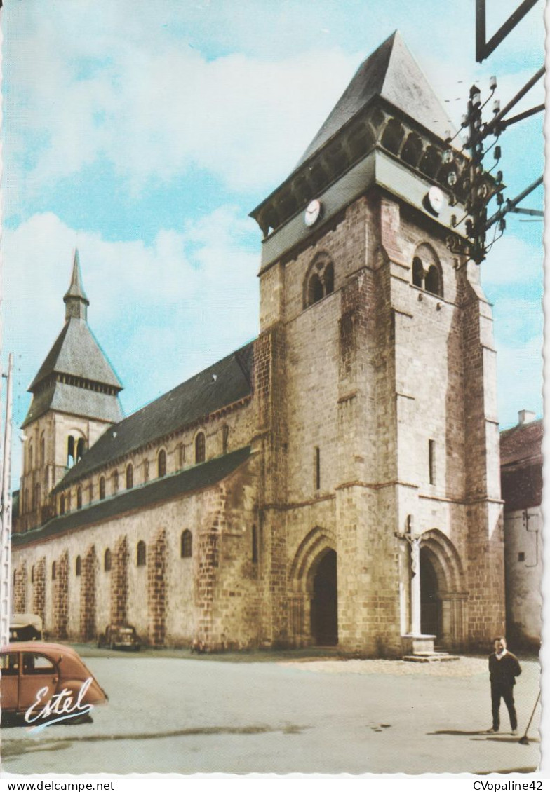 CHAMBON-sur-VOUEIZE (23) Eglise Romane XIe Et XIIE Siècle (Voiture 2 Cv Citroen)  CPSM  GF - Chambon Sur Voueize