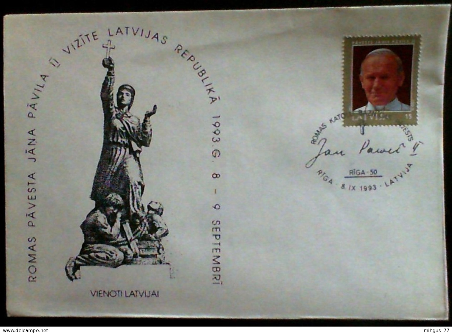 LATVIJA 1993 Jan Pavest-II Vizīte - Lettonie