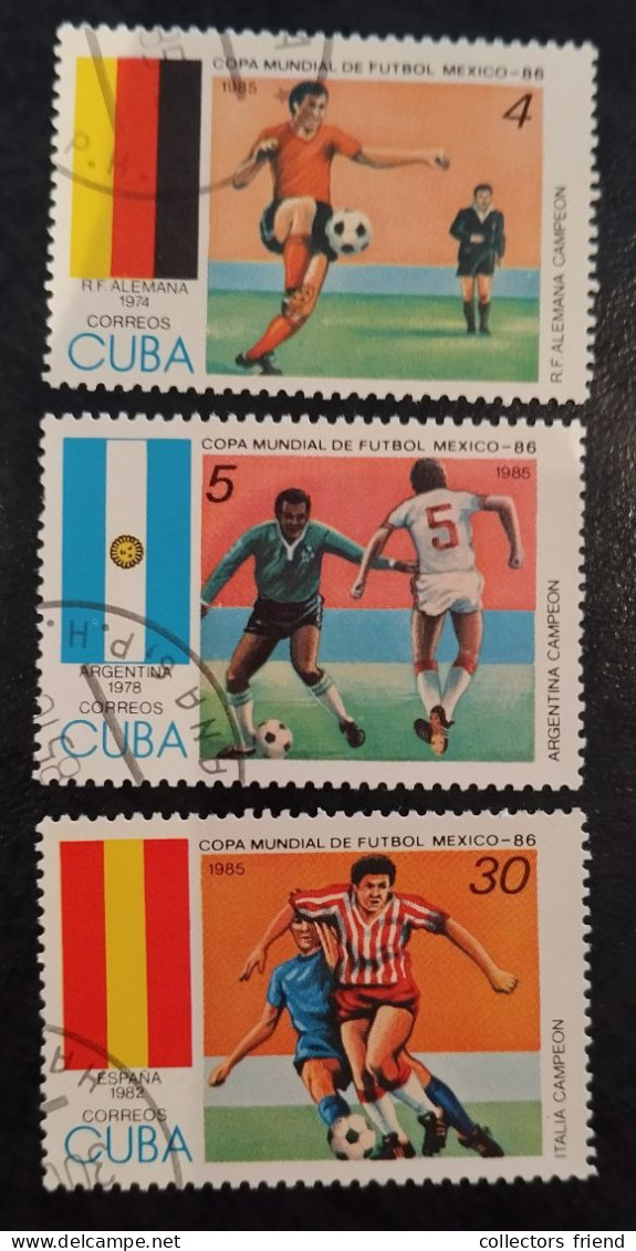 Cuba Kuba - 1986 - FOOTBALL FUSSBALL SOCCER - 3 Stamps (Germany/Argentina/Spain) - Used - 1986 – Mexiko