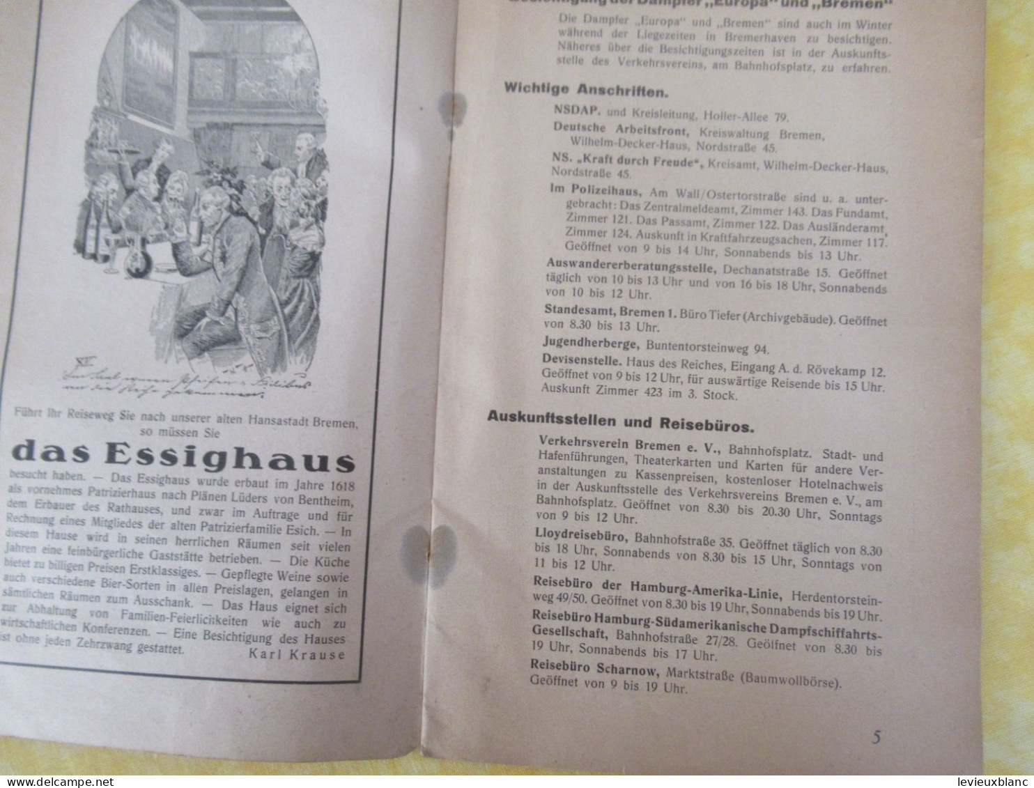 Bremen/ Allemagne / Stadtprogramm / Freie Hansestadt Bremen Innere Stadt / Langhoff & Krohn / 1938         PGC565 - Brême