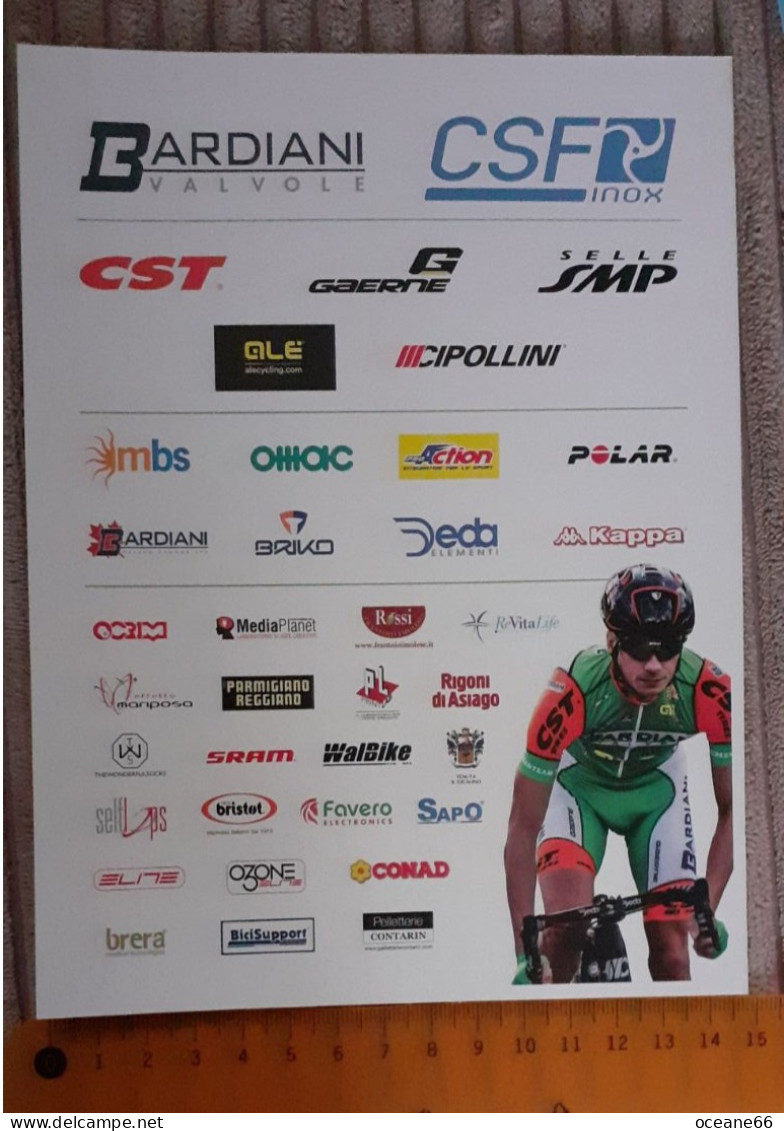 Autographe Simone Andreetta Bardiani CSF 2018 Format 15 X 20 Cm - Cyclisme