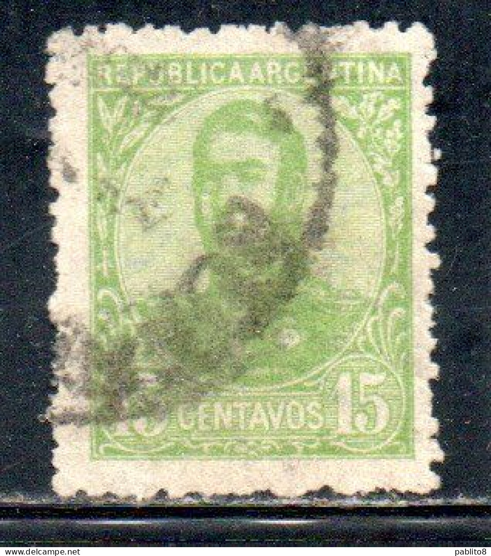 ARGENTINA 1908 1909 JOSE DE SAN MARTIN 15c USED USADO OBLITERE' - Gebruikt