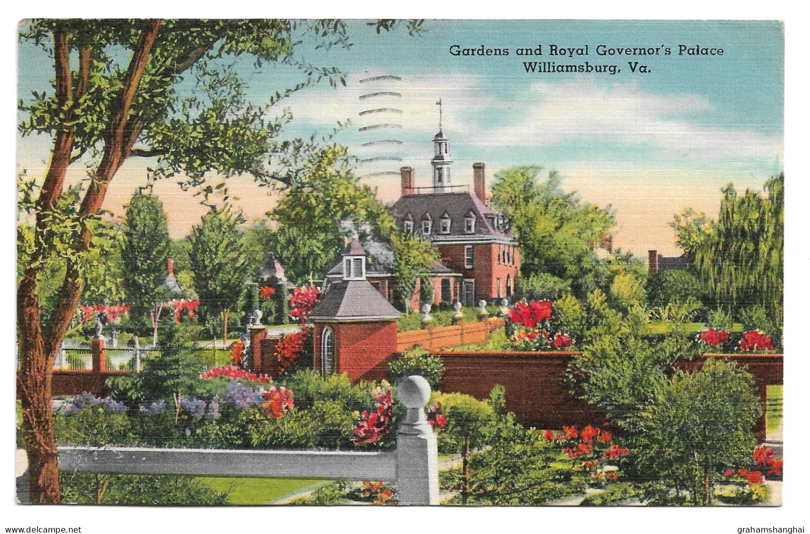 Postcard USA VA Virginia Williamsburg Gardens & Royal Governor's Palace Posted 1946 - Otros & Sin Clasificación