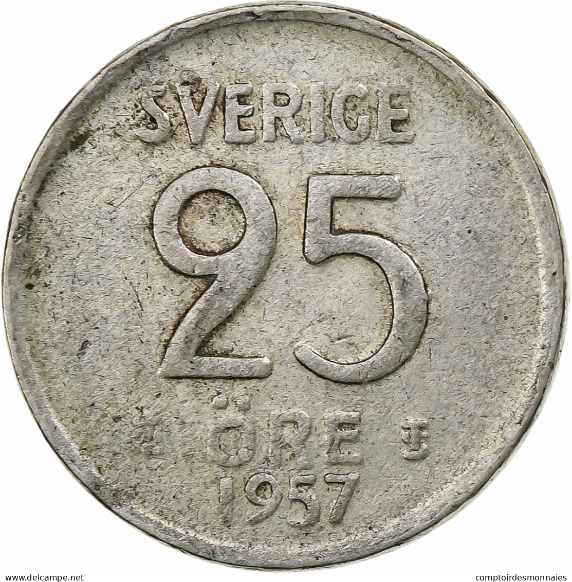 Suède, Gustaf VI, 25 Öre, 1957, Argent, TB, KM:824 - Sweden