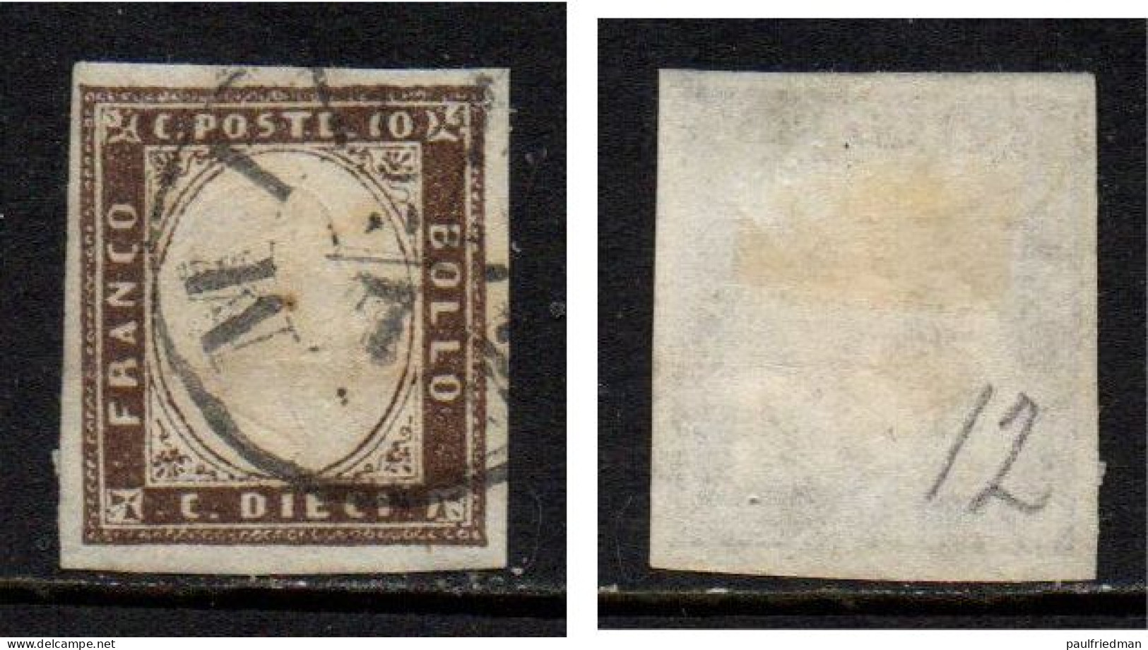 Sardegna 1855-63 - IV Emissione - 10 Cent. - Usato - Vedi Descrizione - Sardinia