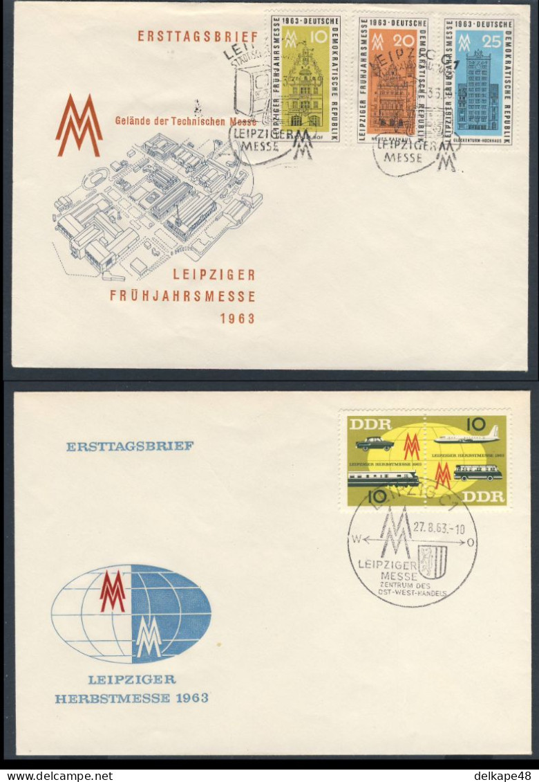 DDR Germany 1989 2x  Ersttagsbrief  Cover Brief - Leipziger Frühjahrsmesse 1963 + Herbstmesse 1963 - Autres & Non Classés