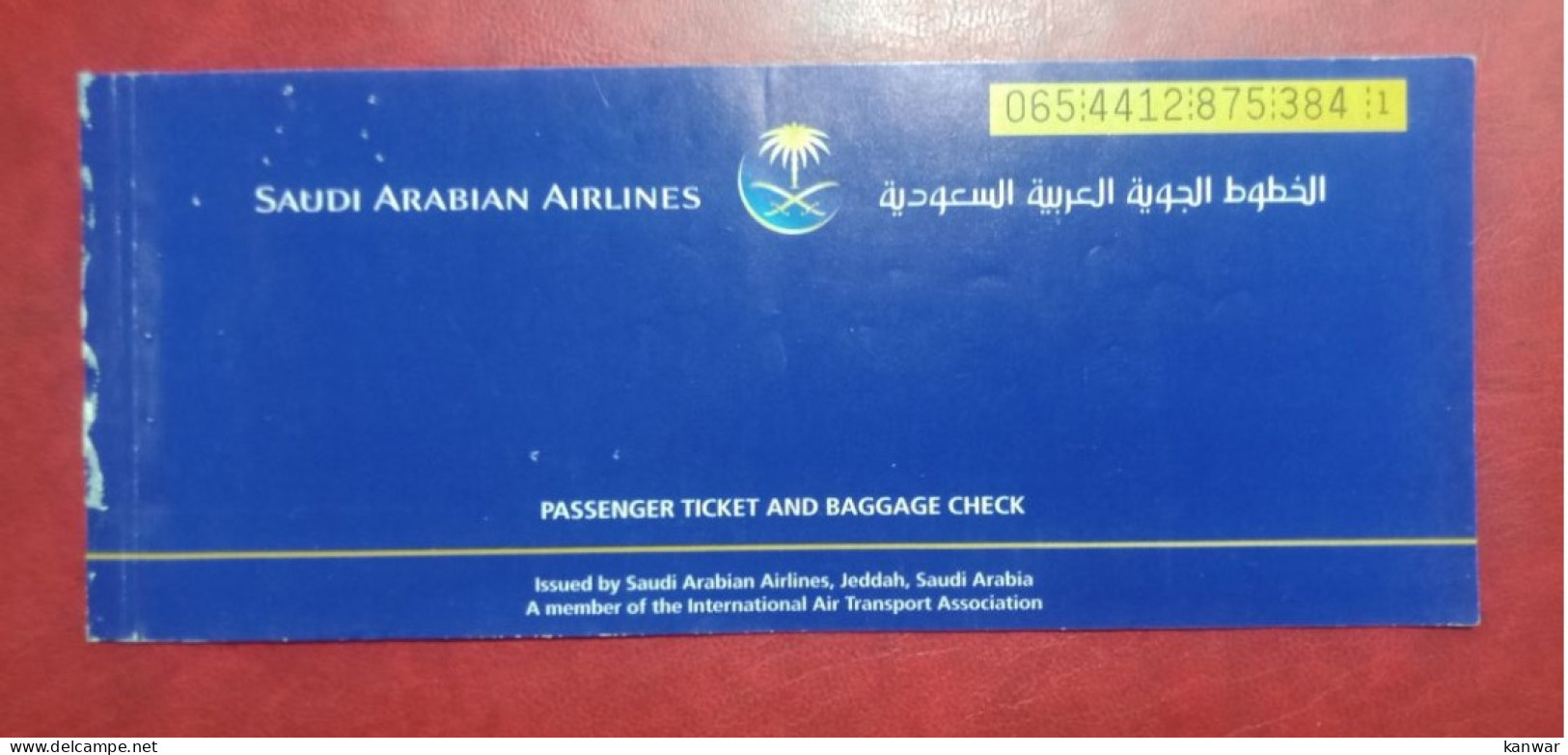 2004 SAUDI ARABIAN AIRLINES PASSENGER TICKET AND BAGGAGE CHECK - Tickets