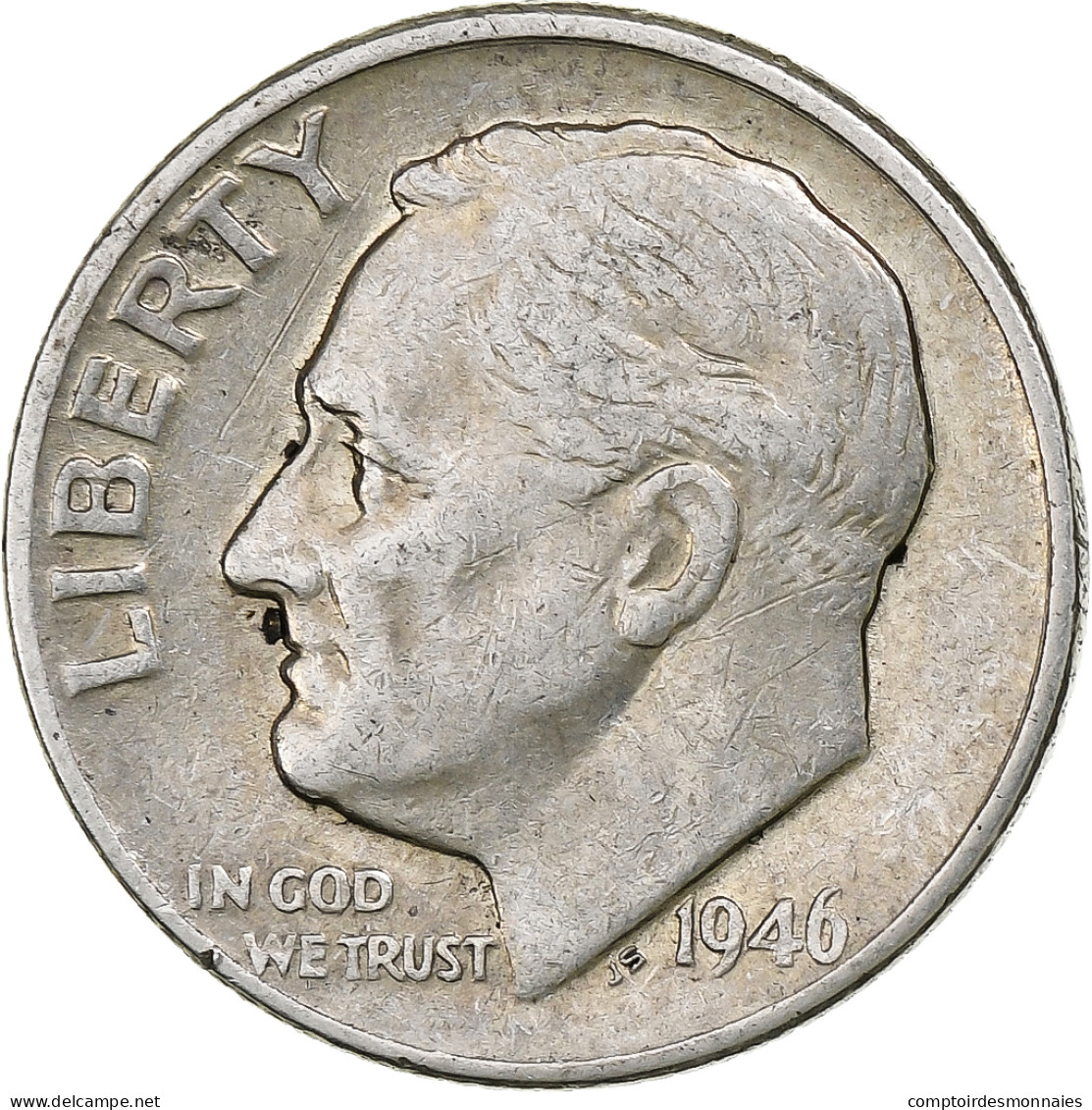 États-Unis, Dime, Roosevelt Dime, 1946, U.S. Mint, Argent, TB+, KM:195 - 1946-...: Roosevelt