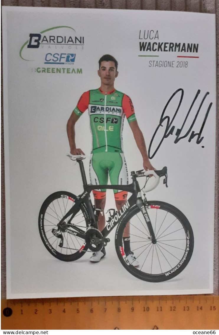 Autographe Luca Wackermann Bardiani CSF 2018 Format 15 X 20 Cm - Cyclisme