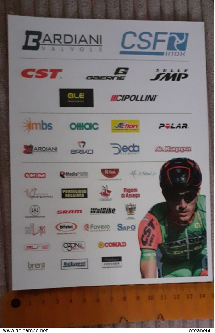 Autographe Luca Wackermann Bardiani CSF 2018 Format 15 X 20 Cm - Cyclisme