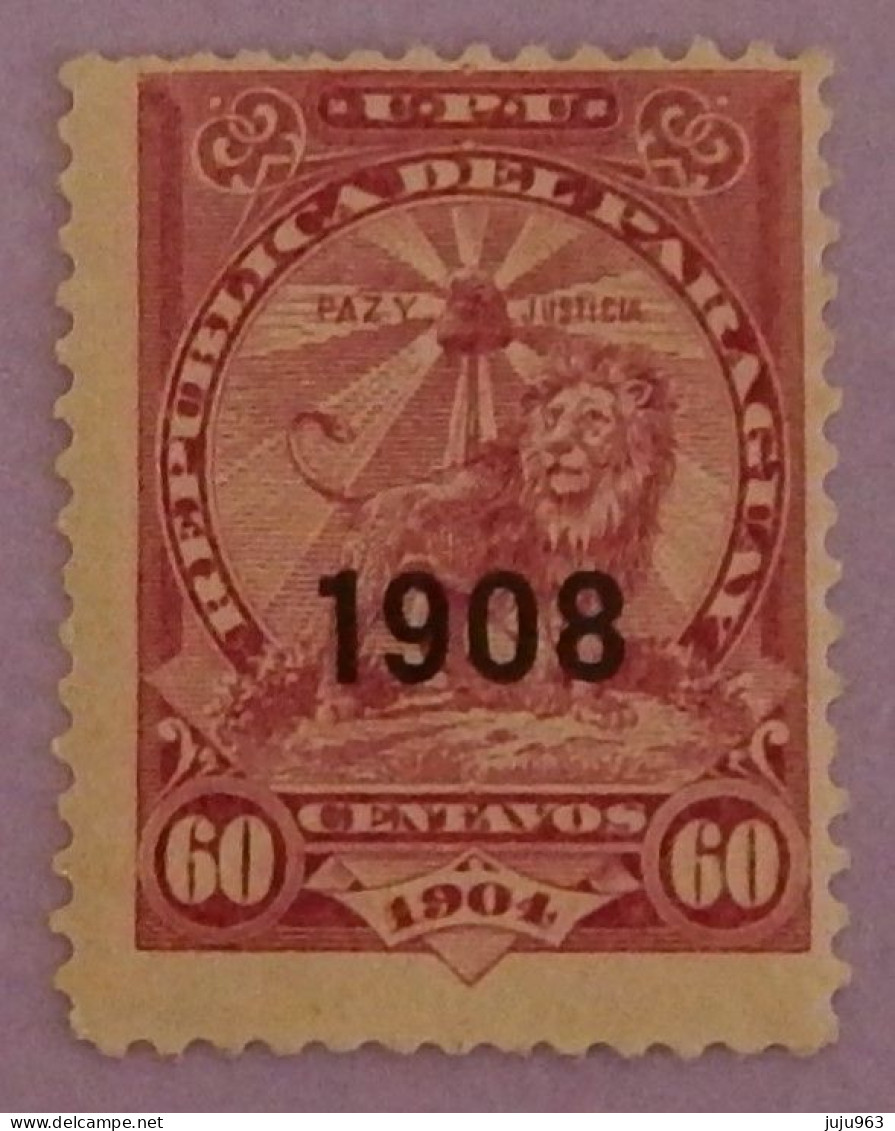 PARAGUAY YT 174 NEUF*MH "LION" ANNÉE 1908 - Paraguay