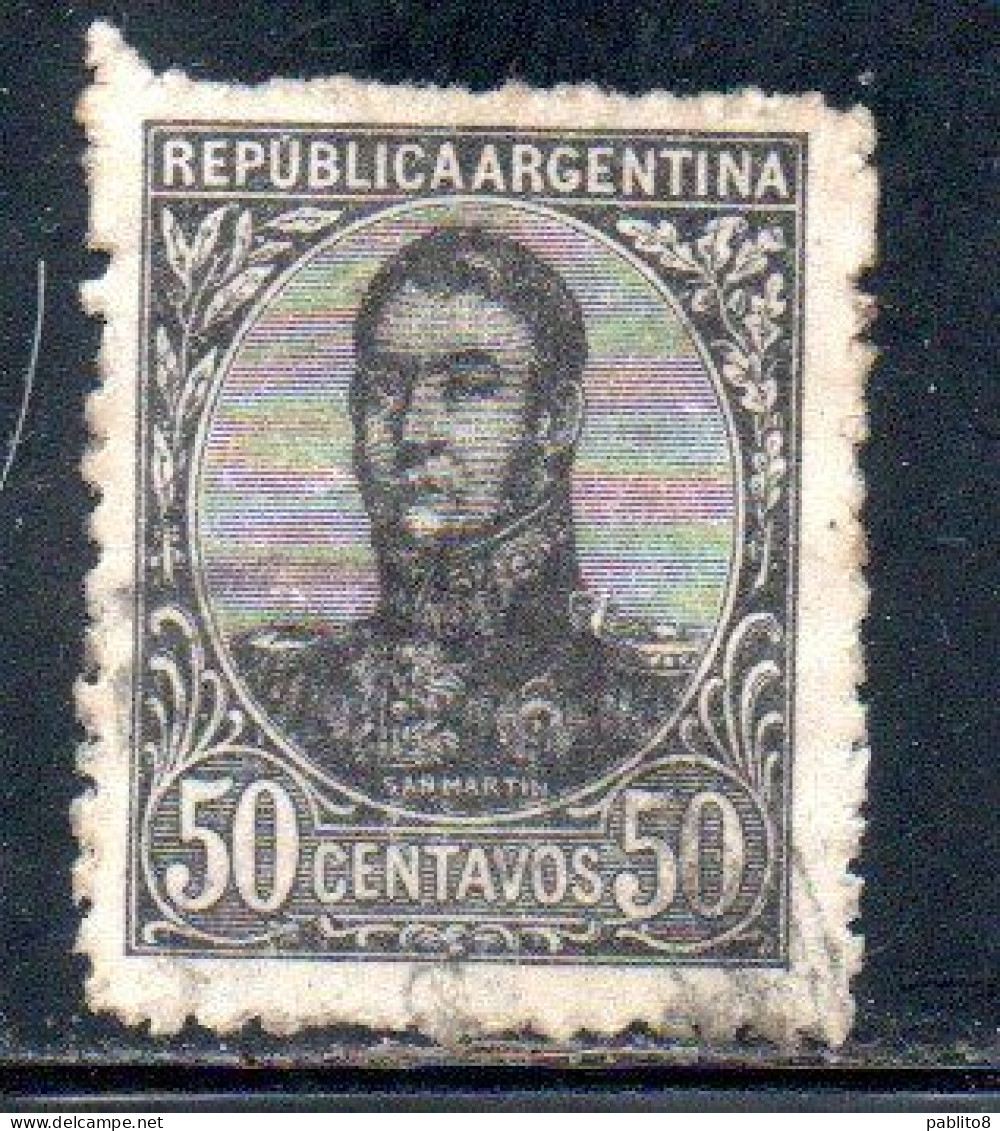 ARGENTINA 1908 1909 JOSE DE SAN MARTIN 50c USED USADO OBLITERE' - Usados