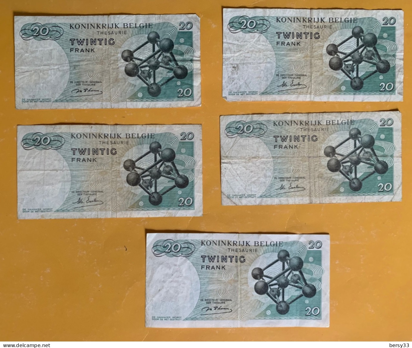 BELGIQUE - Lot De 5 Billets 20 Francs - 15.06.64 - Andere & Zonder Classificatie