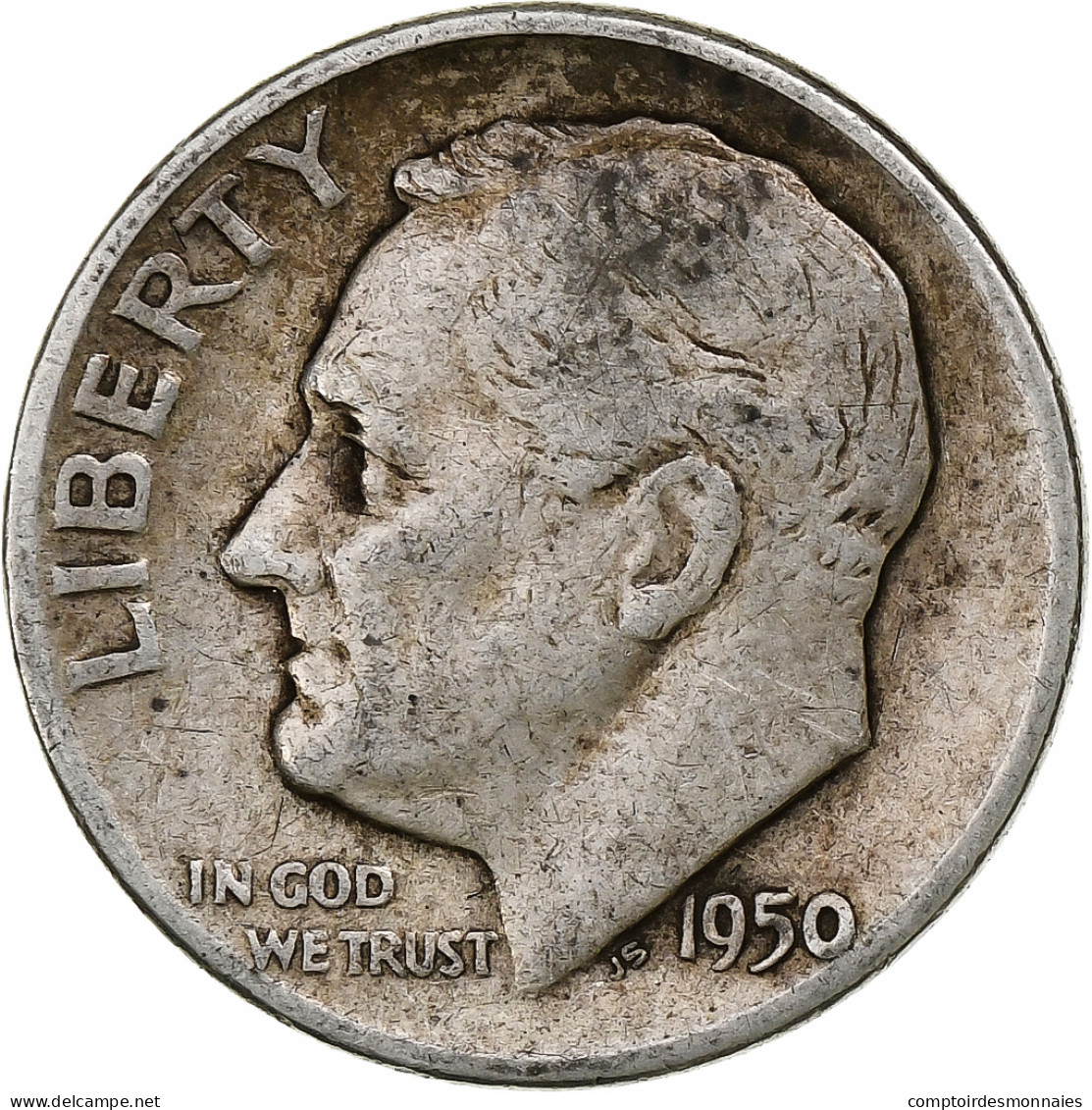 États-Unis, Dime, Roosevelt Dime, 1950, U.S. Mint, Argent, TB, KM:195 - 1946-...: Roosevelt